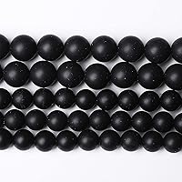 Vista 72 de 60 cuentas redondas sueltas de ágata negra natural mate de 0.236 pulgadas para fabricación de joyas, bricolaje y pulseras, piedra curativa de Ágata