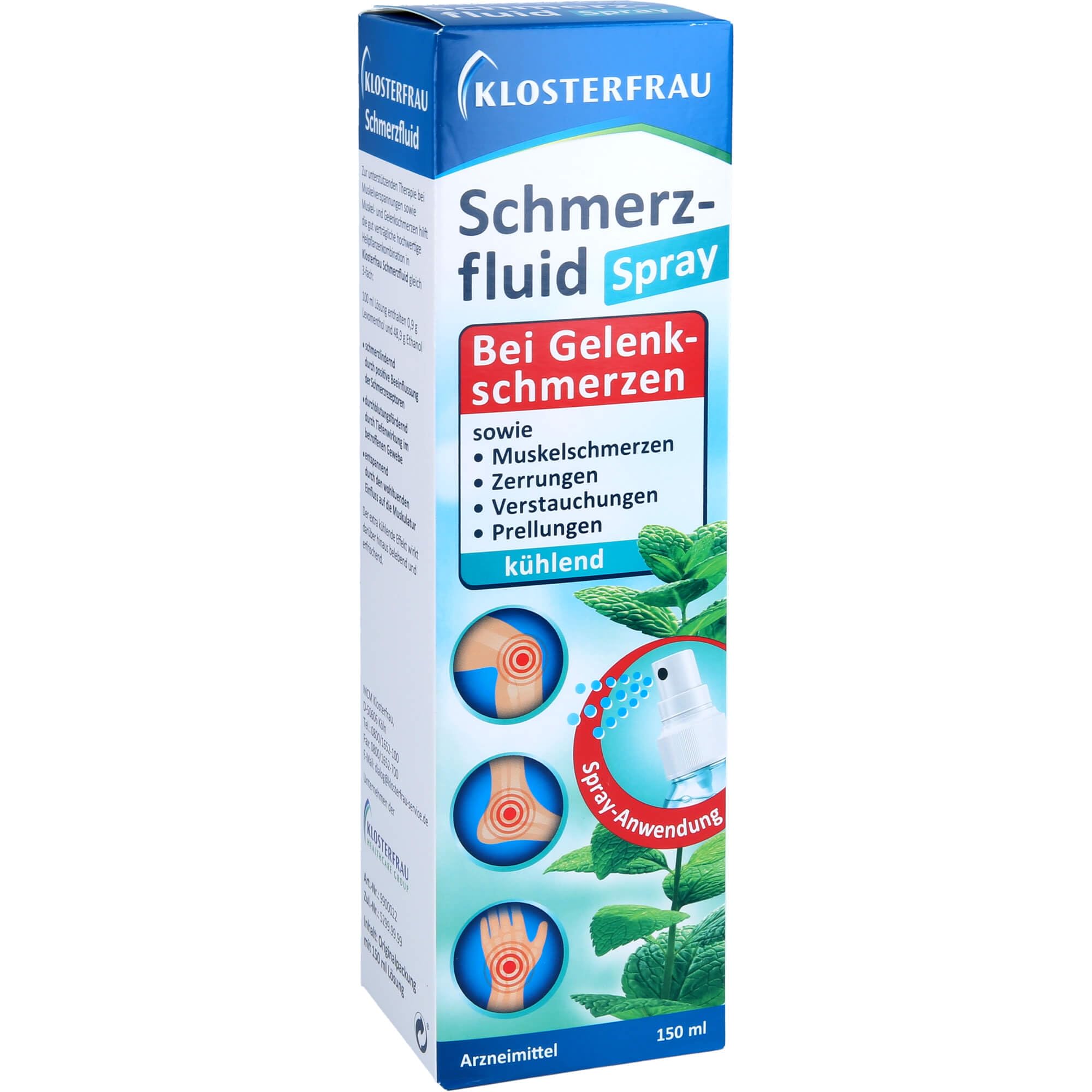 Klosterfrau Schmerzfluid | kühlende Spray-Anwendung | Bei Gelenk- und Muskelschmerzen | 3-fach Wirkung | 150 ml