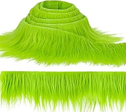Sukh Shaggy Faux Fur Fabric - 2 x 60 inch Green Faux Fur Trim Precut Fabric Strips Soft Plush Patches for Fuzzy Craft Christmas Tree Trim Gnome Beard Cosplay Costume (1)