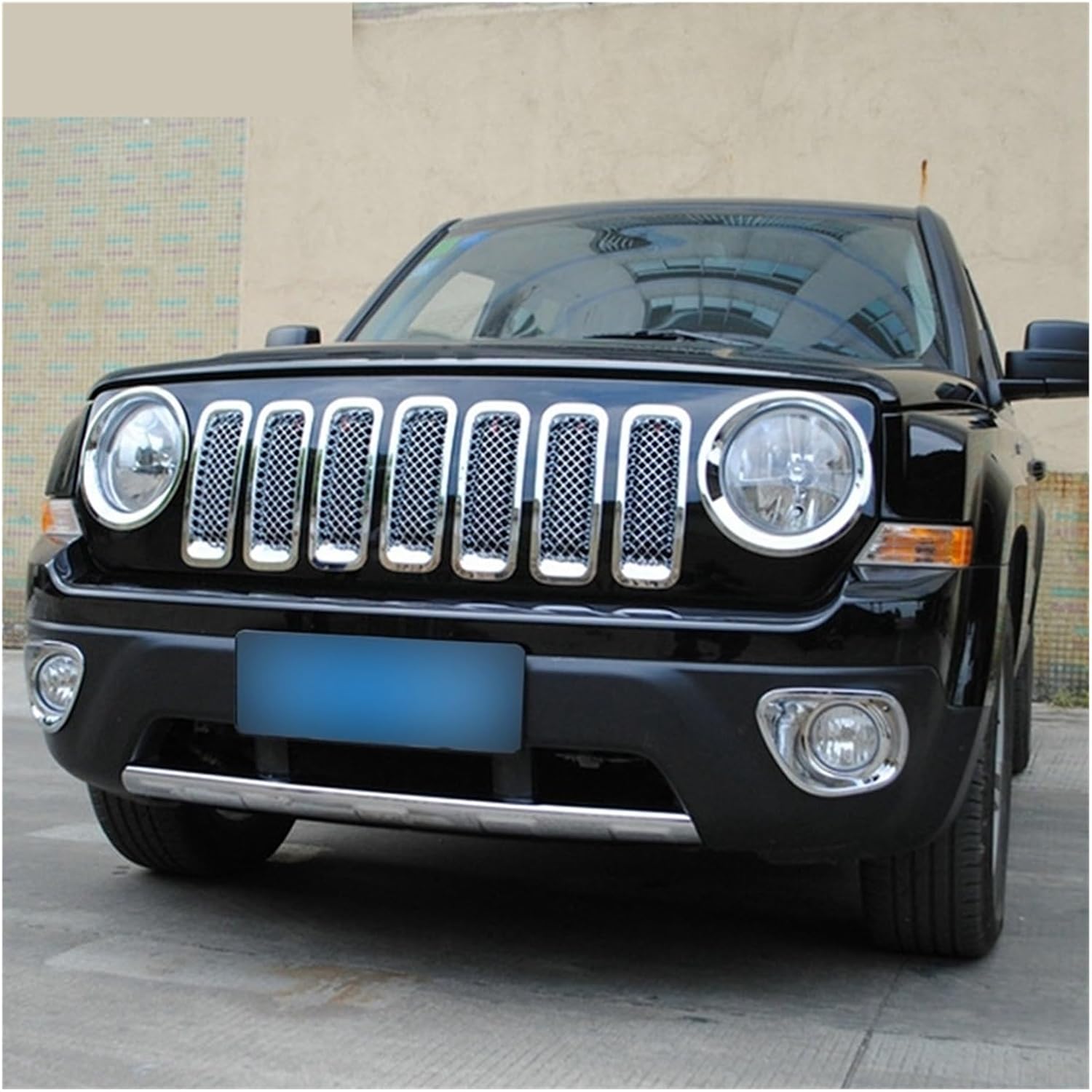 Car Front Mesh Grill Grille Decoration Cover Trim Stickers Fit For Jeep Patriot 2011-2016(Black Net Grille)