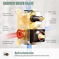 Vista 3 de SunCleanse Sistema de ducha de lluvia de bronce aceitado, juego completo de grifo de ducha con cabezal de ducha de lluvia de 12 pulgadas cuadradas
