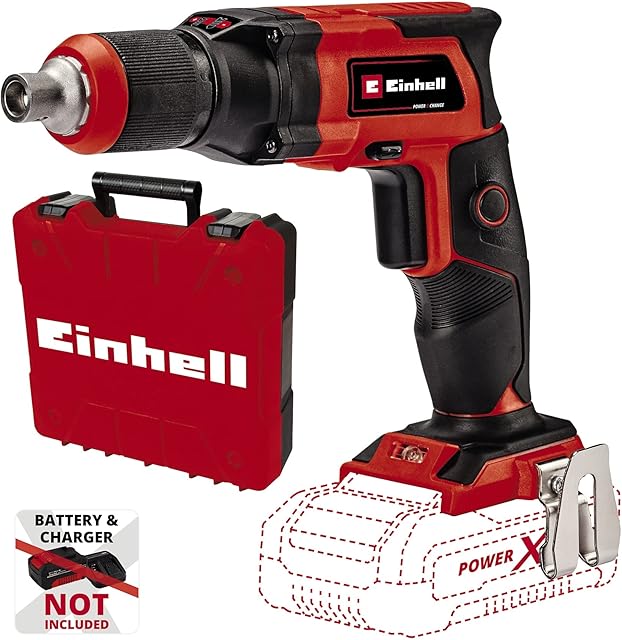 Einhell Power X-Change 18V Cordless Drywall Screwdriver - 4000 RPM, Depth Stop, Magnetic Bit Holder, LED - TE-DY 18 Li Solo Lightweight Drywall Drill Driver With Storage Case (Battery Not Included)