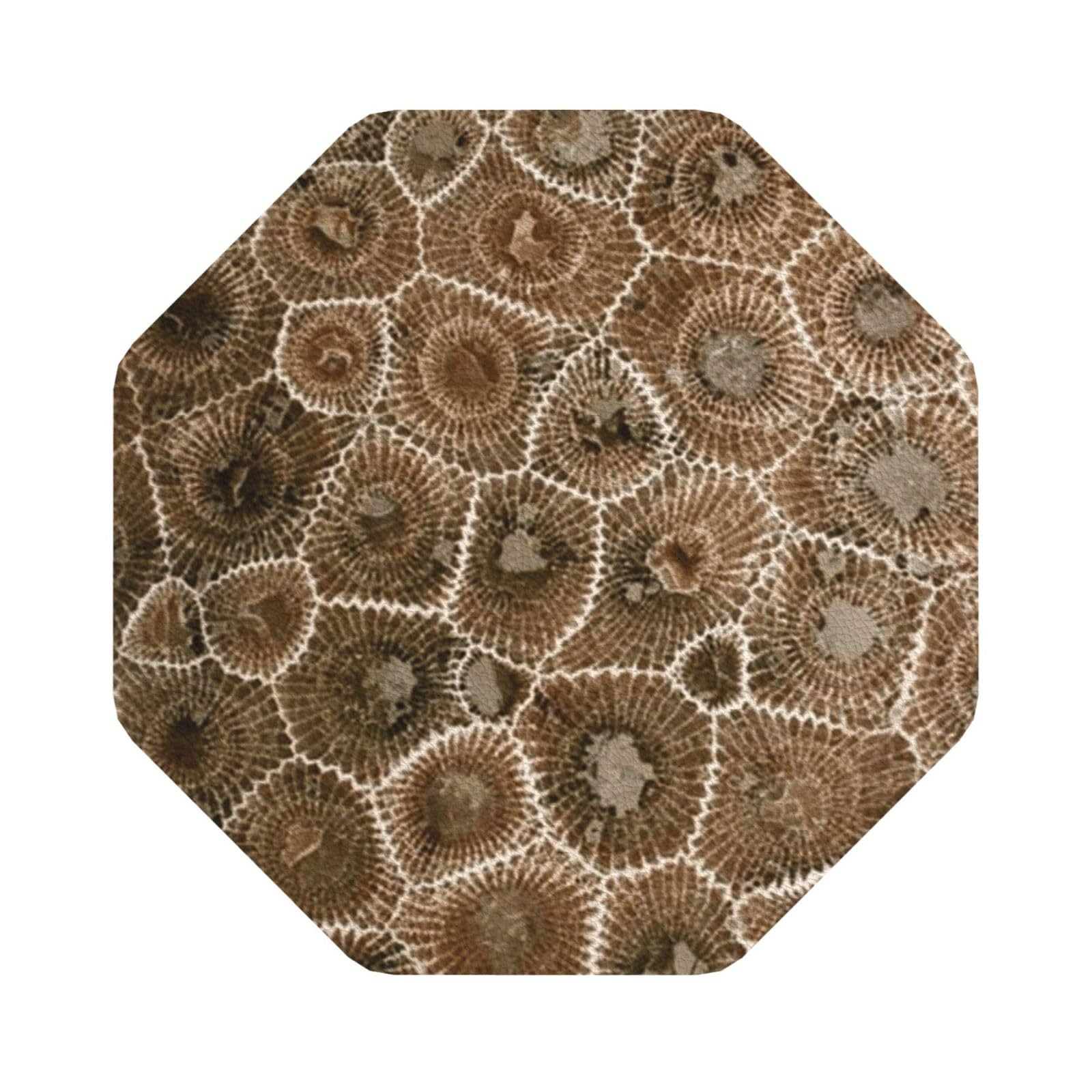 Petoskey Stone PU Leather Coasters Set of 6 Octagon Drink Coasters