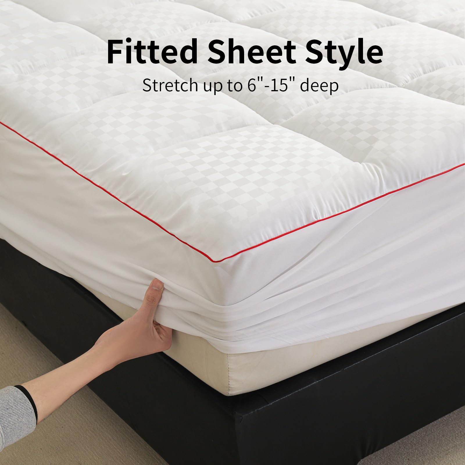 PAJEO King Size Mattress Protector, Mattress Topper with 8-15