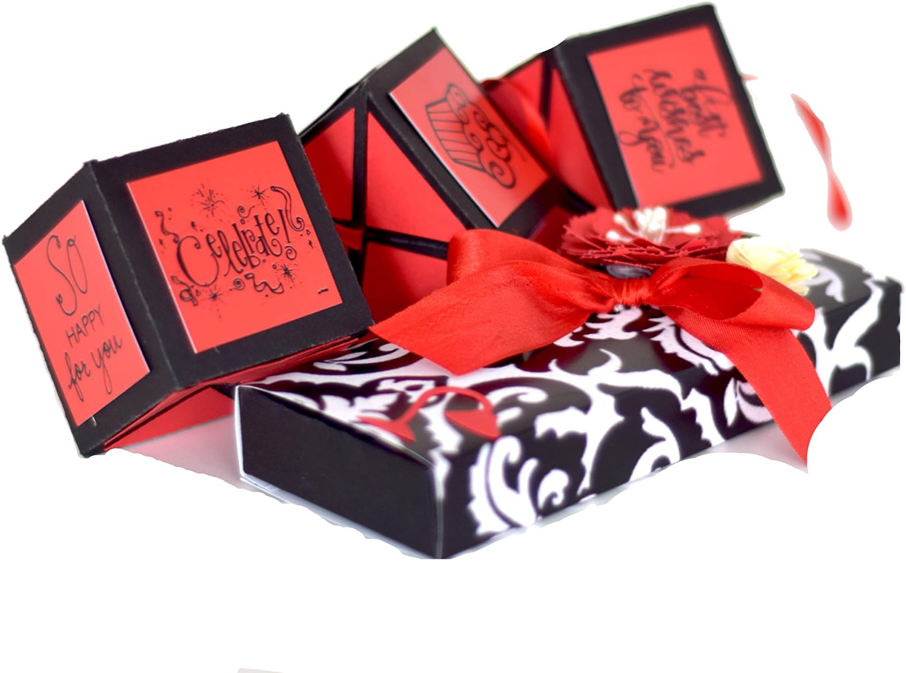Crack of Dawn Crafts Pop-Out Cube Best Wishes Shagun Money Envelope Greeting Card -Damask Love