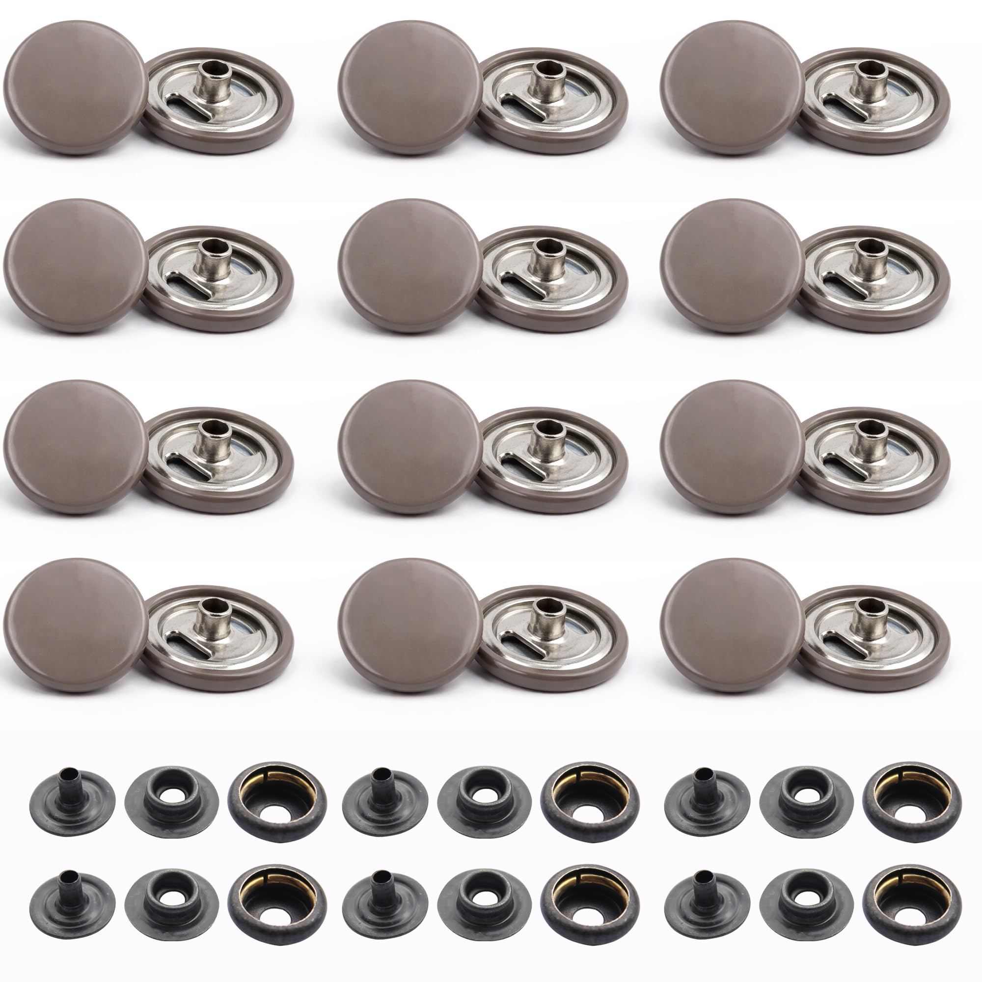 Trimming Shop 15mm Botones a Presión 4 Parte, Durable Y Ligero Metal Cierres Para Chaquetas, Jeans, Cuero Manualidades, Tiras Y Costura Proyectos - Hongo, 500pcs