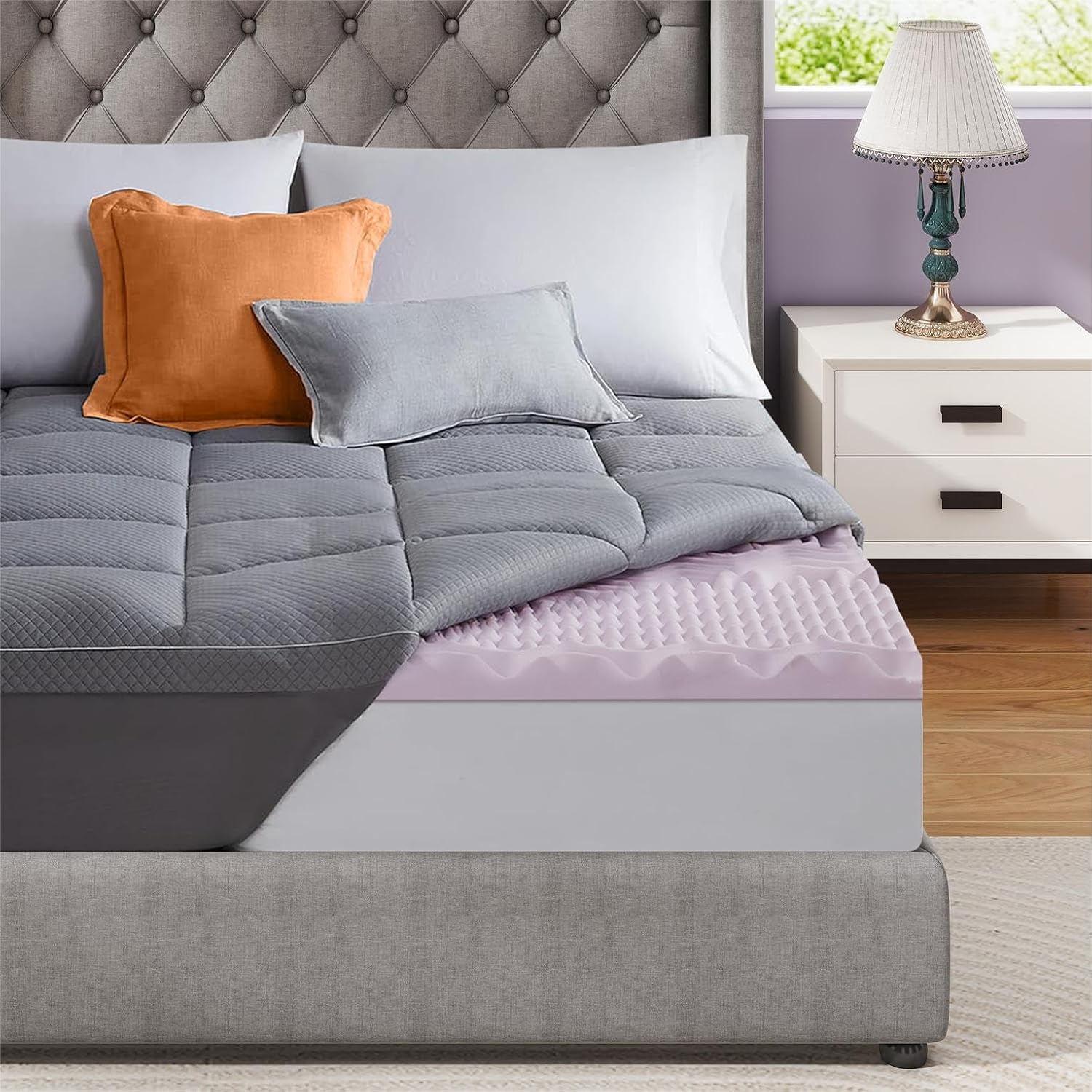 4 Inch Dual Layer Mattress Topper King, 2 Inch 7Zone Egg