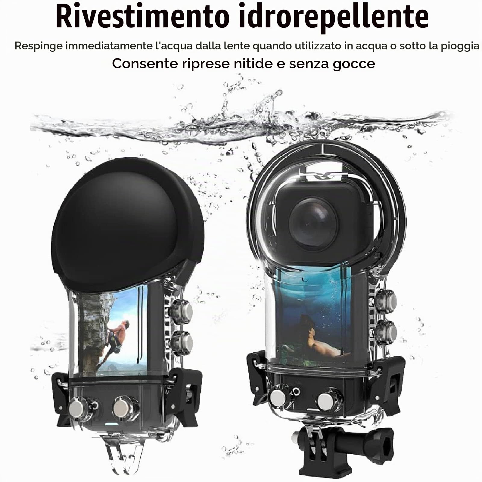 Custodia Subacquea per ONE X3 - Custodia Subacquea per Fotocamera Impermeabile IPX8 da 164 Piedi con Staffa, Vetro Temperato Resistente