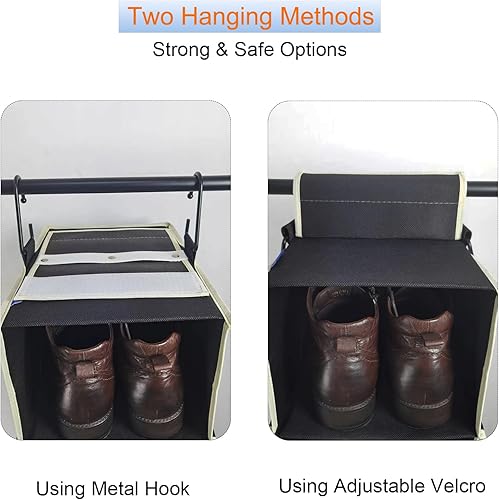 Miniatura 10 de roomtalk Organizador de zapatos colgante de gran tamaño con 8 estantes, organizador colgante de armario con 8 bolsillos laterales, estantes