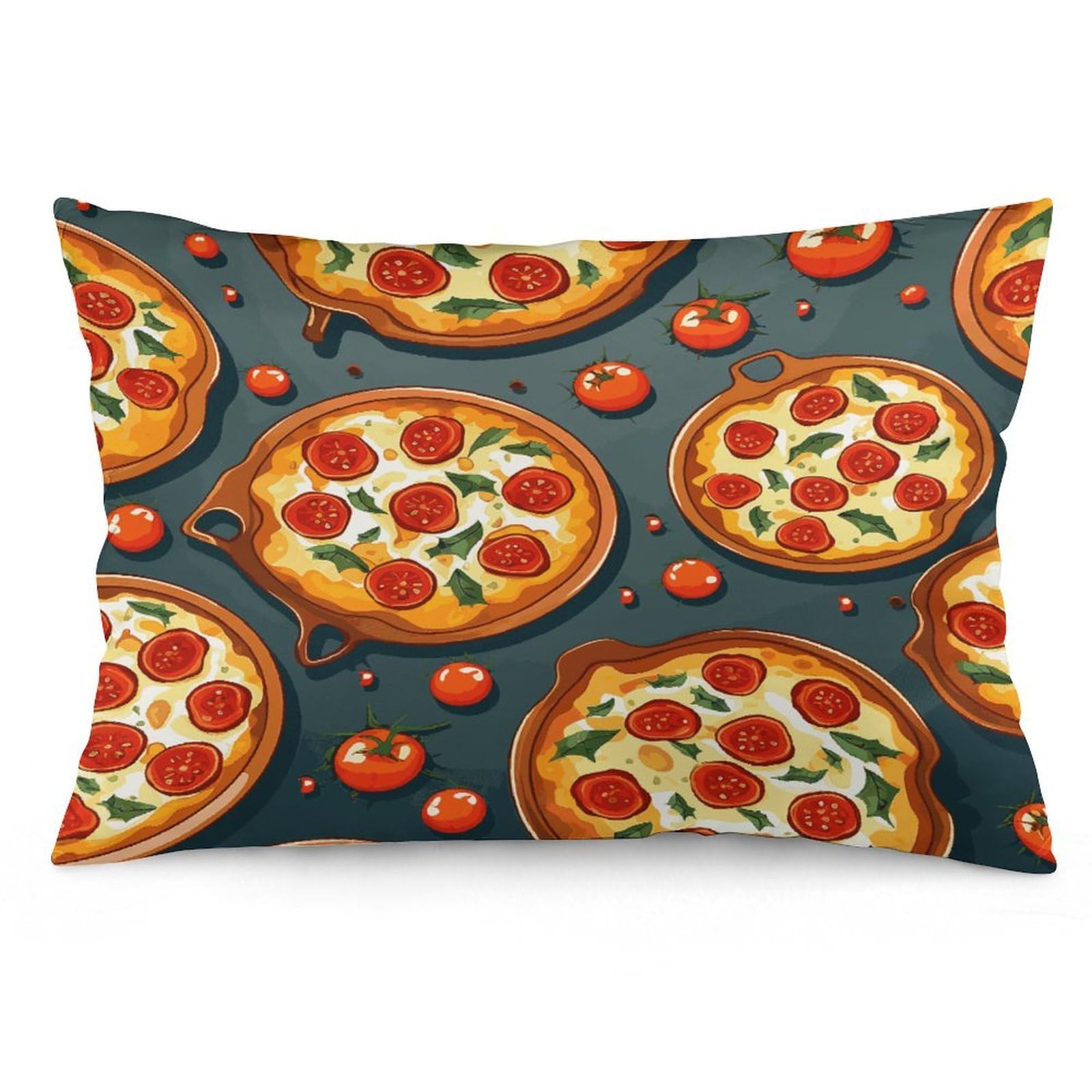 Pizza Food Throw Pillow Cover Soft Lumbar Pillow Covers with Zipper Breathable Rectangular Cushion Case Polyester Pillow Case Decorative Body Pillow Cover for Couch Bed
