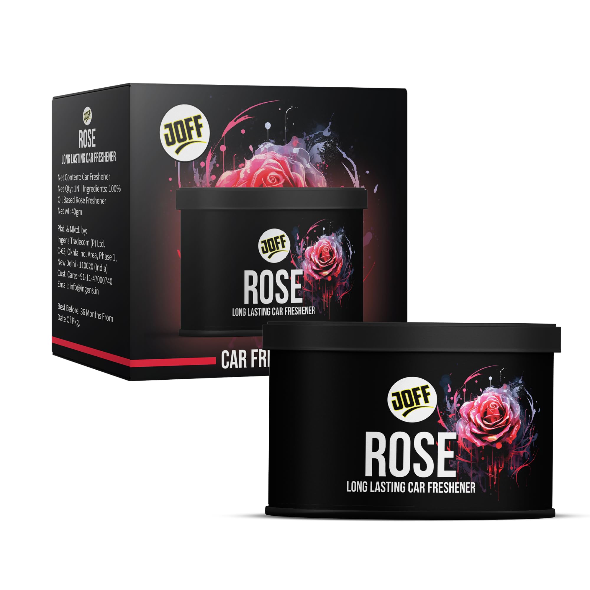 Joff Car Air Freshener (Rose Fragrance), Long Lasting Scent For Refreshing Drive, Car Freshener Perfume, Car Interior Accessories And Strong Fiber Perfume, Lasts Up To 60 Days