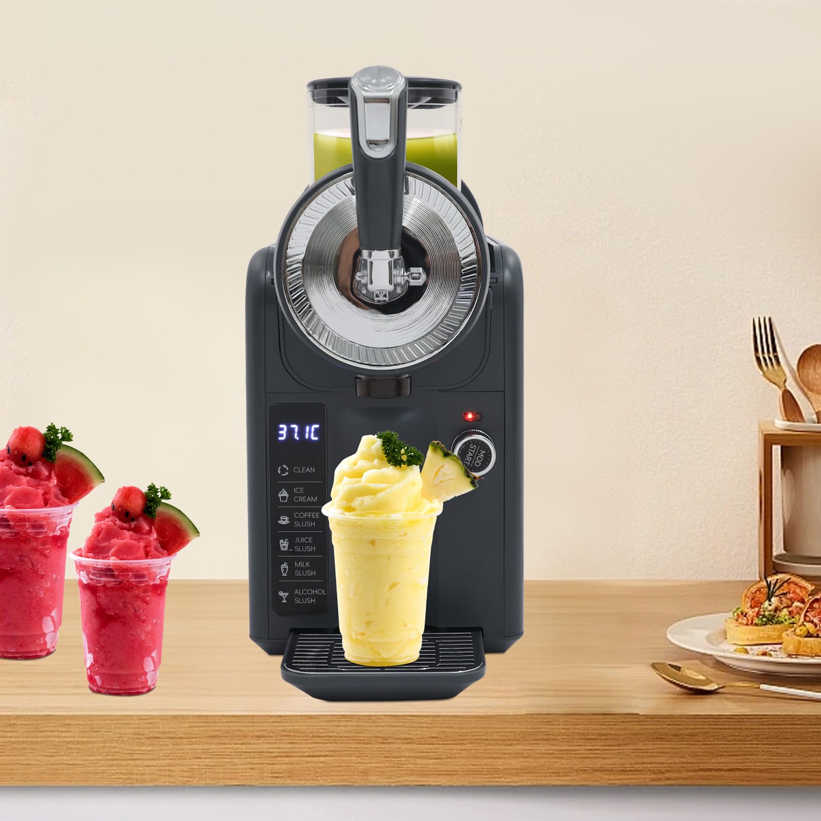 Macchina per bevande congelata per gelato, frullatore, macchina per il caffè, macchina per il gelato, attrezzatura da cucina, display a LED per ristoranti, caffetterie, bar, casa (grigio)