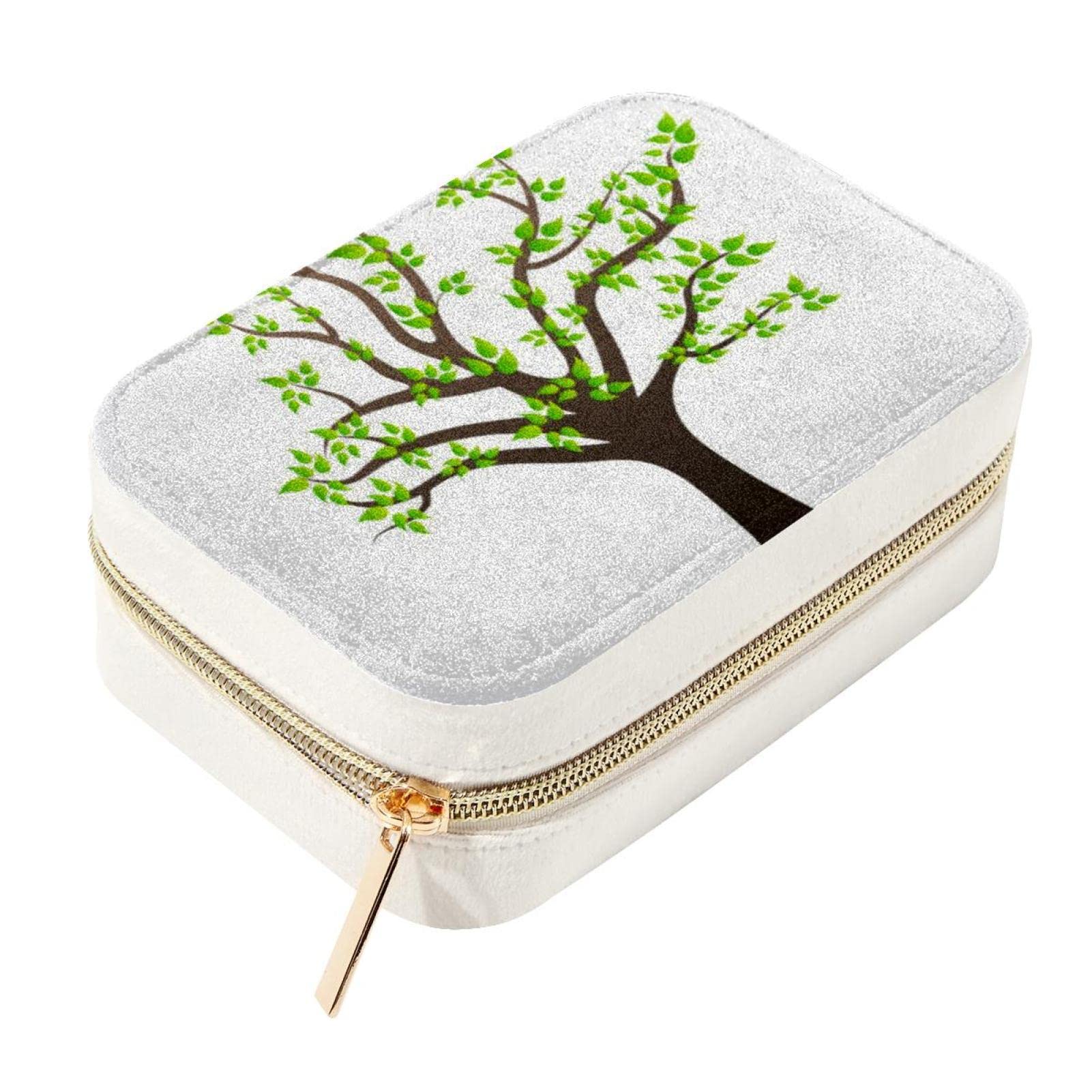 Caja de joyas de terciopelo con cremallera metálica para guardar anillos y aretes