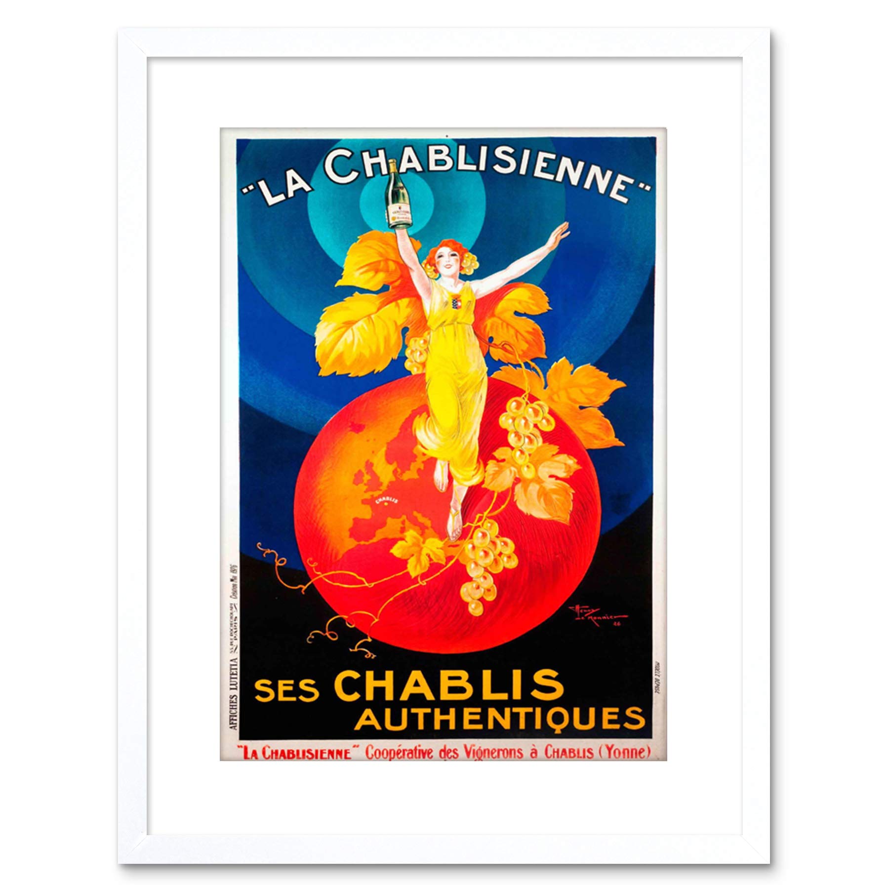 Wee Blue Coo Ad Chablis Wine Photo Framed Wall Art Print