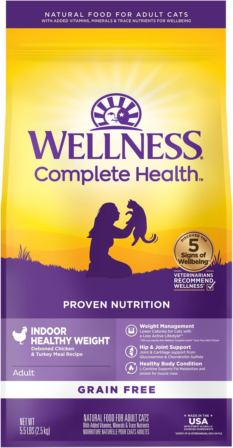 Complete Health Adult Dry Cat Food for Indoor Cats, Grain Free, Natural, Healthy Weight Chicken & Turkey Meal (5.5 Pound Bag)