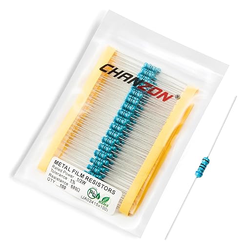 Vista 211 de Chanzon 100pcs 1/2W (0.5W) 100 Ohmios Resistencia fija de película metálica Ohmios 0.01 ±1% Tolerancia 100R MF Resistencias de orificio pasante