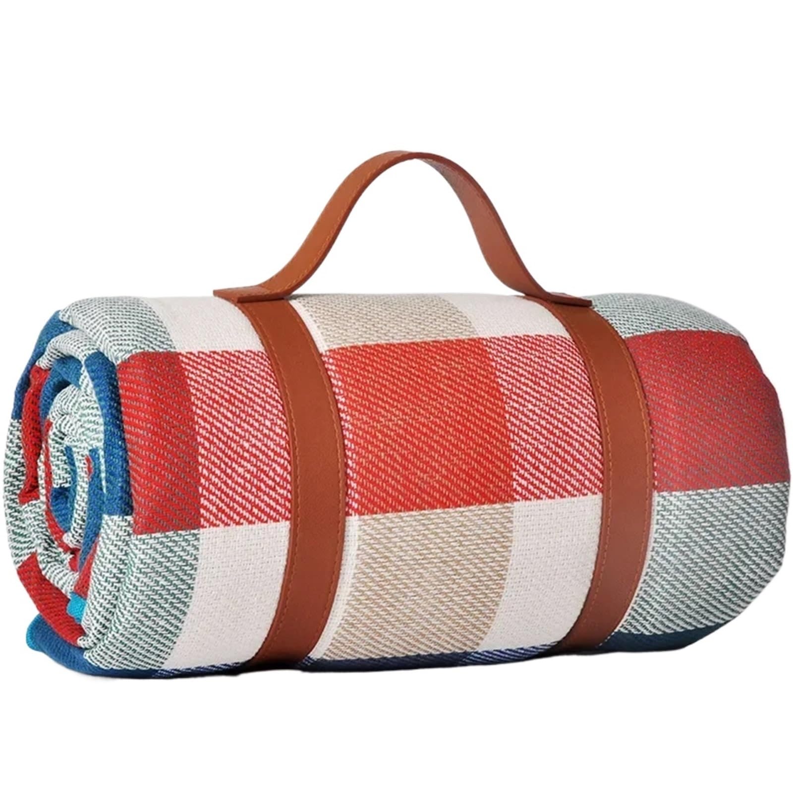 Tappetino da picnic impermeabile per esterni, a righe colorate, per campeggio, spiaggia, rettangolare, 200 cm x 200 cm, perfetto per riunioni di famiglia e gite in spiaggia