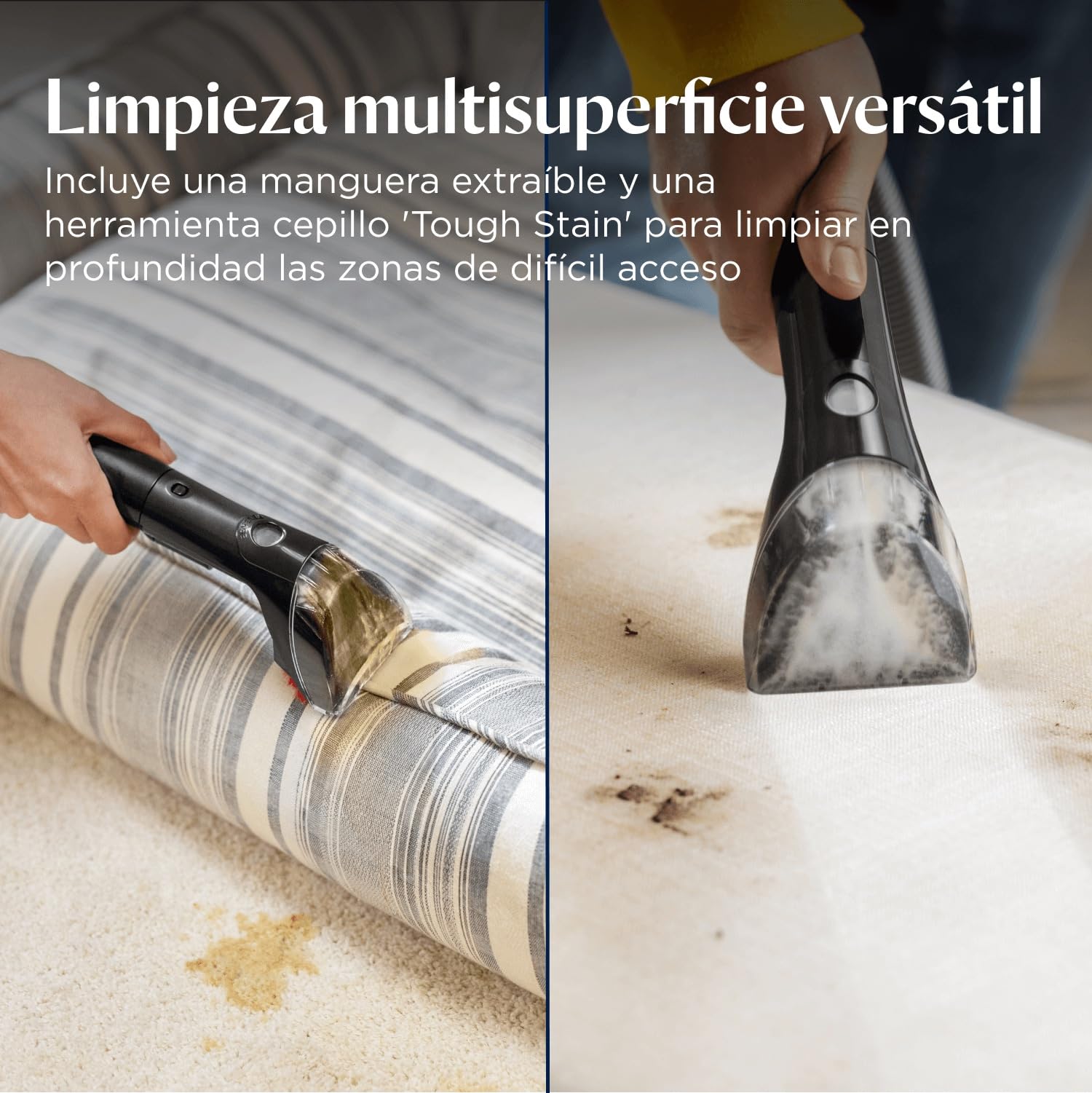 BISSELL PowerWash Compact Pet, Aspiradora de Agua Tapicería y Alfombras Compacto, Manchas y Olores Mascotas, Lava aspiradora Multisuperficie, Accesorios Desmontables, 600W, Portable, con Cable, 4058N