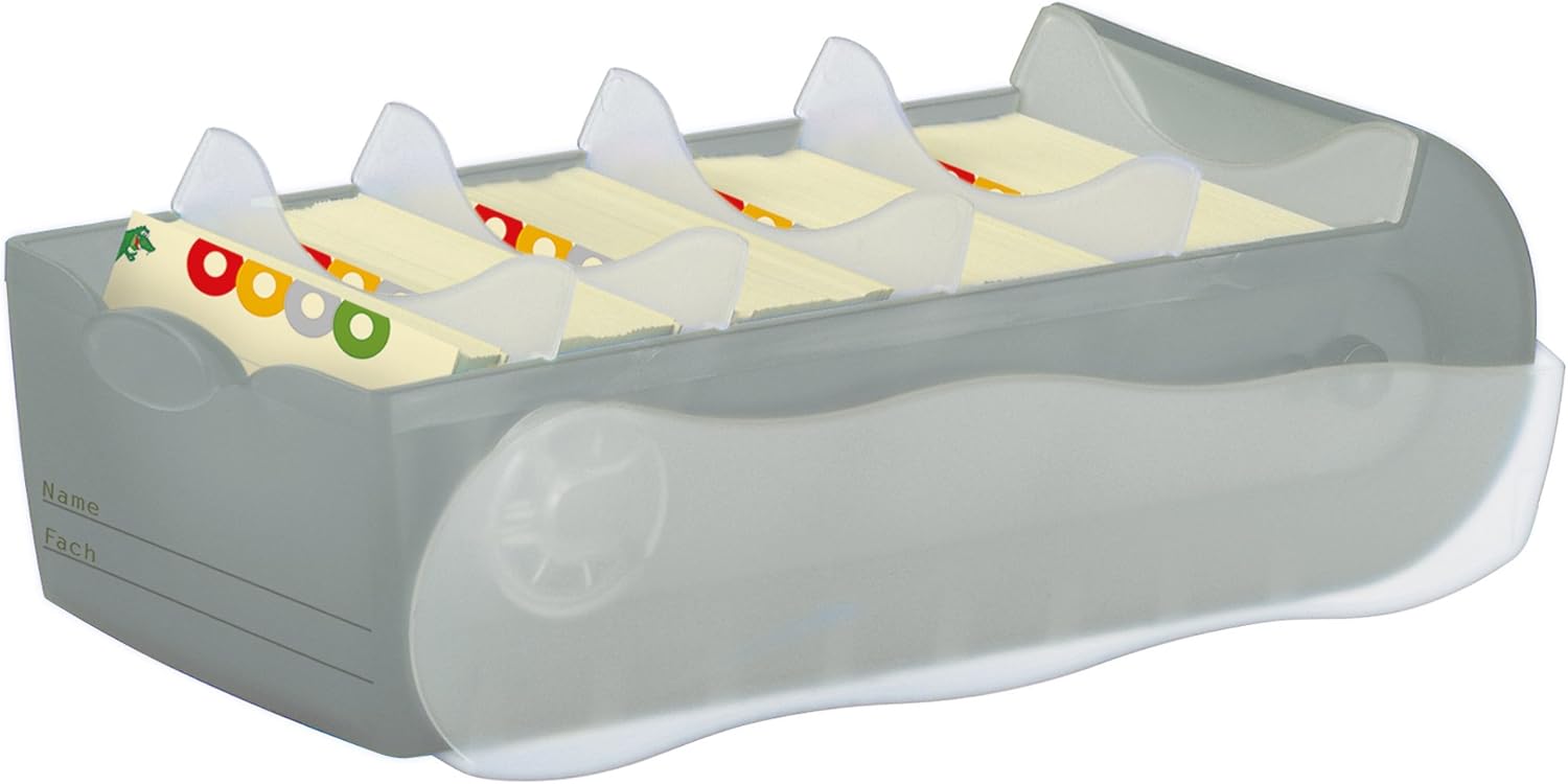 HAN 998-693, CROCO Flashcard Index Box. For learning vocabulary in an ingeniously simple way, A8, translucent grey