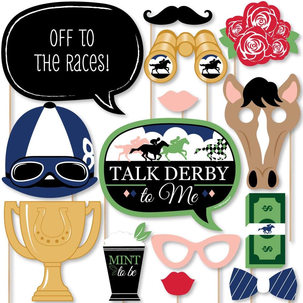Big Dot of Happiness Kentucky Horse Derby - Horse Race Party Photo Booth Props Kit - 20 Count