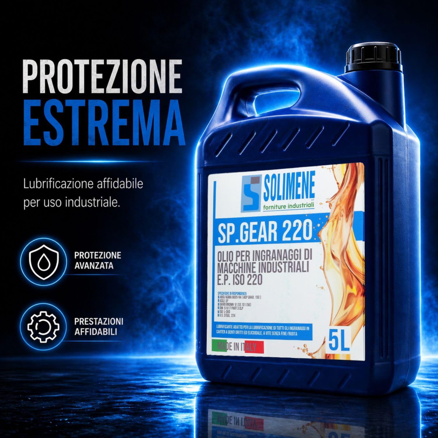 OLIO EP 220 GR PER RIDUTTORI E INGRANAGGI ALTA QUALITÀ - 5 L