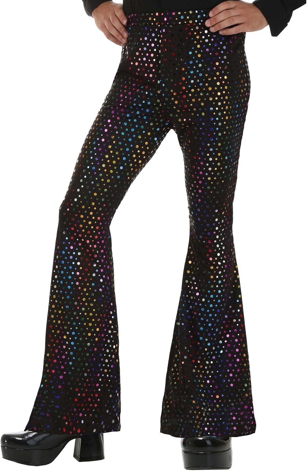 Men's Dazzling Disco Shirt & Bell Bottom Pants Costume Set - Adult 70s 80s Disco Costume Sequin Outfit