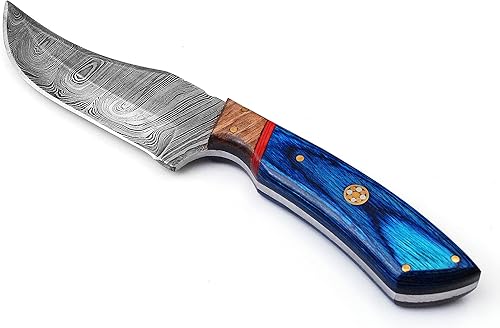 Miniatura 4 de Cuchillo de caza de acero de Damasco hecho a mano personalizado para desollar Camping al aire libre - Cuchillo de caza de hoja fija con lazo de