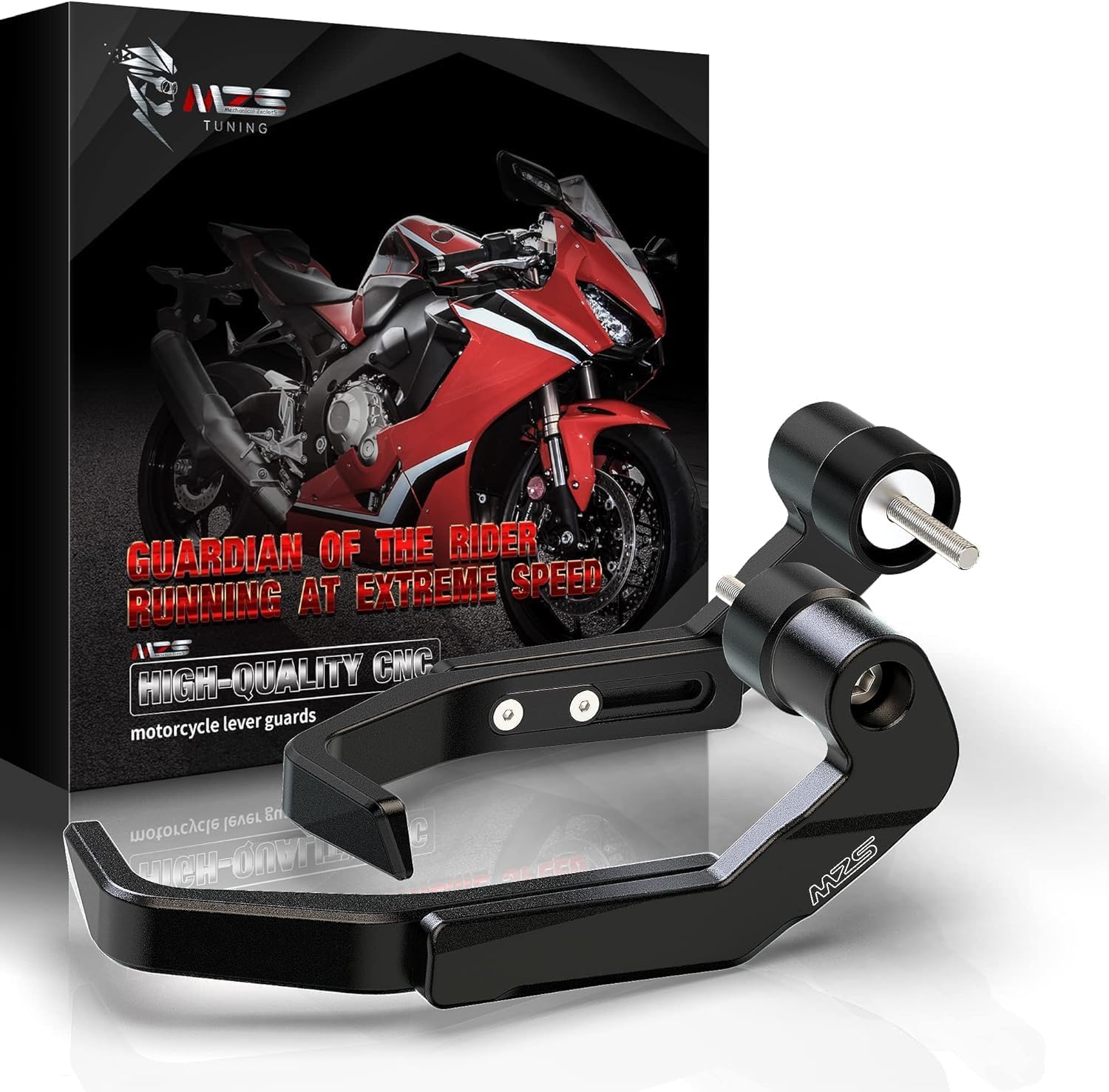 MZS Motorcycle Lever Guards, M6 Thread Handlebar Clutch Brake Levers Guard Protector Compatible with YZF R1 R3 R6 FZ8 MT03 MT09 VMAX FJR1300 Grom Monkey CB300F CB500F CB500X CB650R SFV650 Bandit