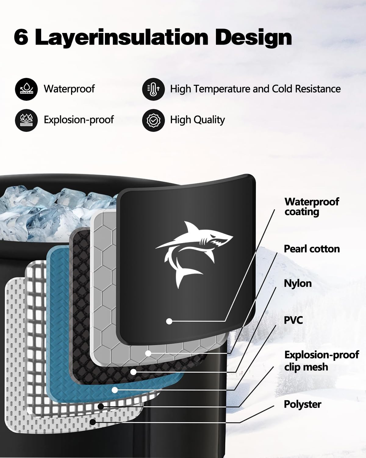 Ice Bath (80 cm Ø) XL, Vasca Ghiaccio Crioterapia con 8 in Acciaio Inox, Borsa Sportiva/Termometro/Scudo Termico/Copertura Antipolvere - Set Completo, Vasca da Bagno Adatto per Gli Atleti