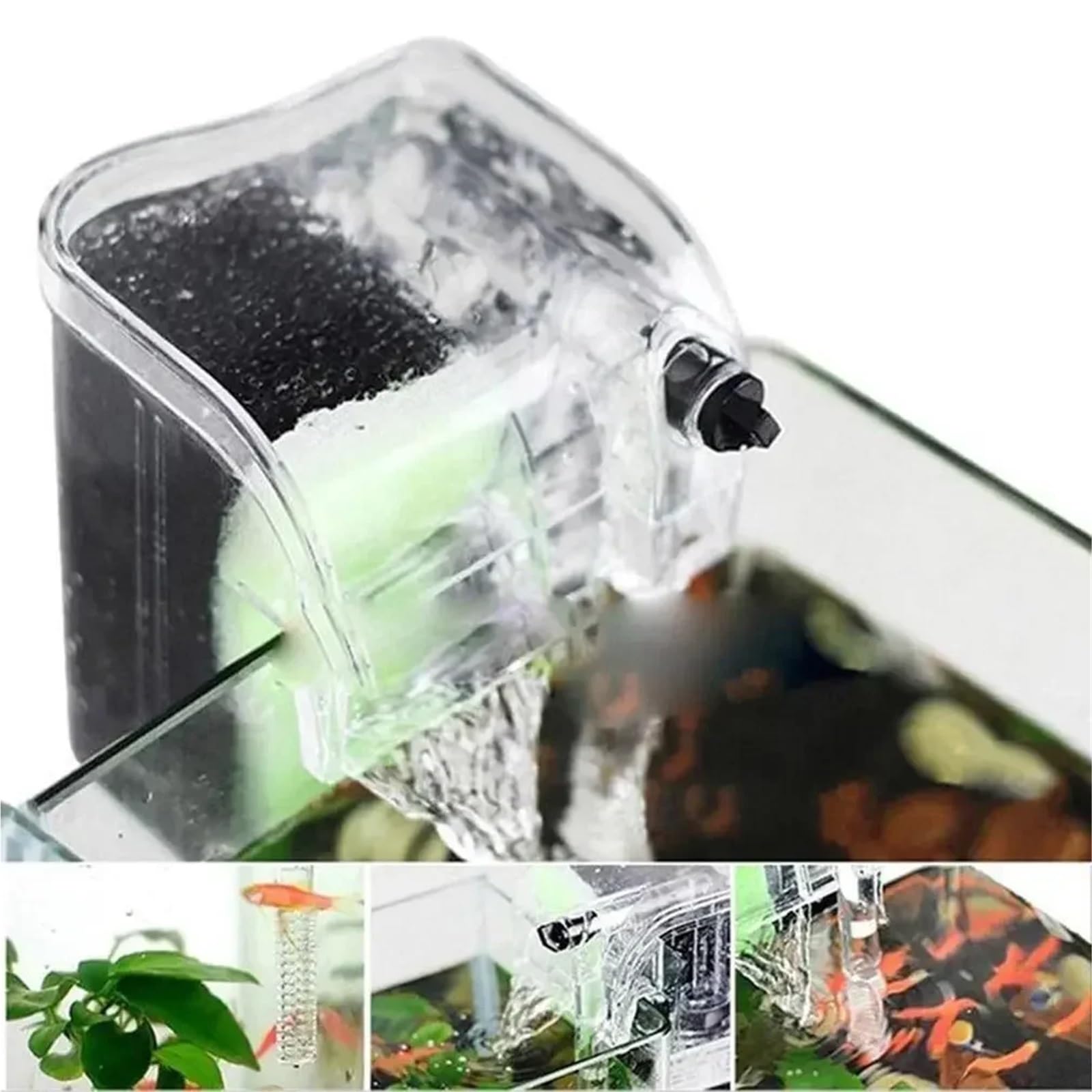 Filtr akwariowy, wiszący tylny filtr zasilania do akwariów stacjonarnych i