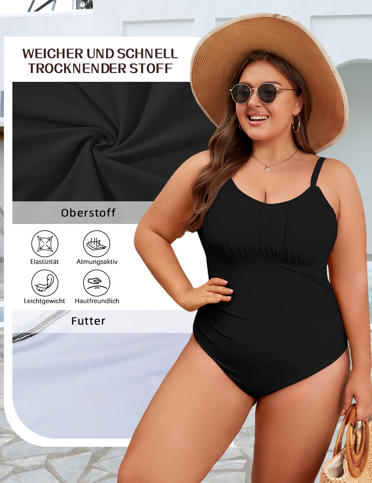 Durio Costume da bagno da donna, taglia grande, taglia unica, elegante, costume da bagno intero
