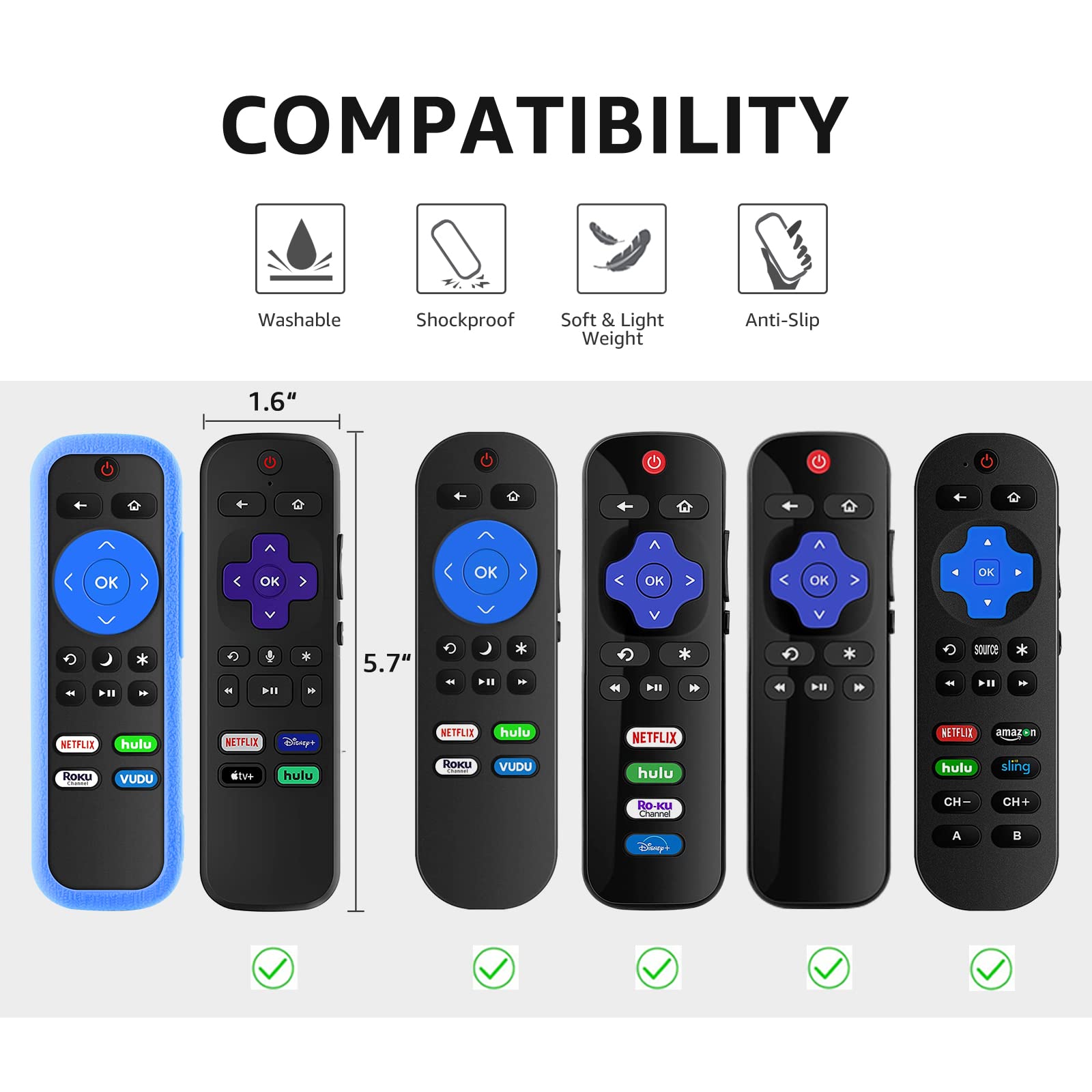 Wevove Case for Roku Remote Cover-3 Pack, Compatible with TCL Roku Smart TV Streaming Remote, Silicone Protective Controller Universal Sleeve, Glow in The Dark
