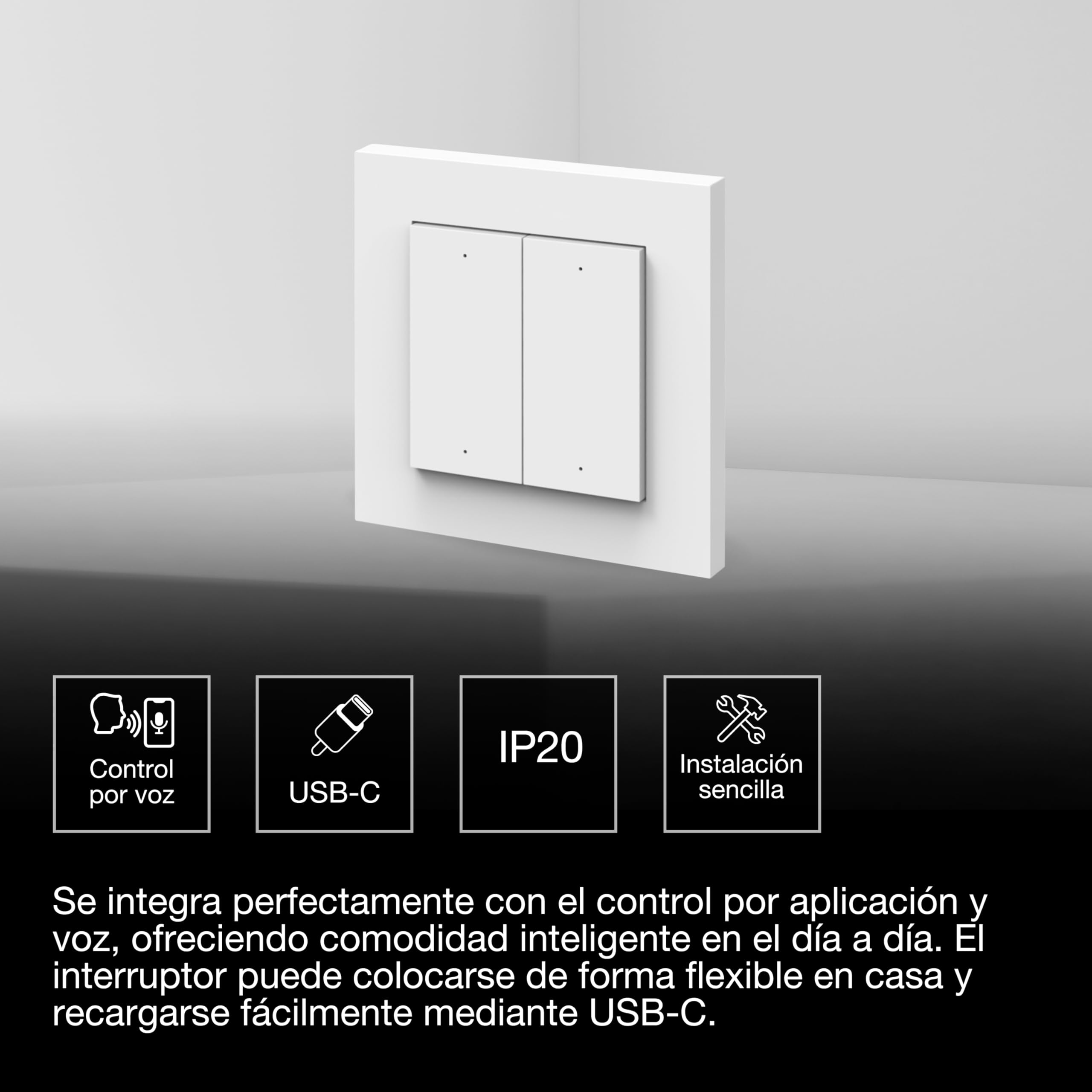 OSRAM Interruptor de pared SMART+ WiFi 4 botones magnético USB-C Interruptor de pared SMART+ WiFi, 4 botones, magnético, recargable por USB-C, duración de batería de 6 meses, compatible con Alexa | SMART+ WIFI Remote Wall Switch, Plugs, blanco, , Paquete