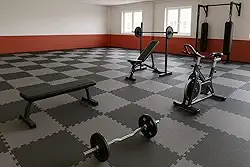 Kit 16 Tatames Tapetes EVA 50x50x2cm 20mm Bicolor Cinza Preto Dupla Face Linha Premium com Bordas de Acabamento