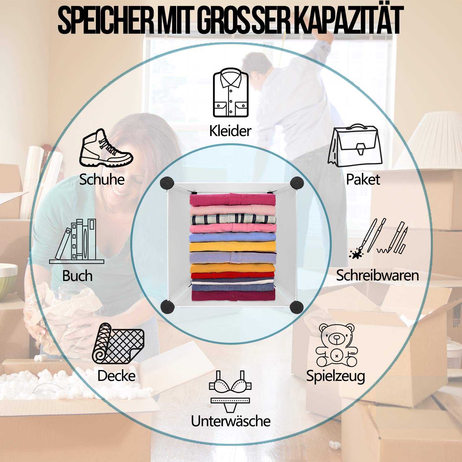 LARS360 Appendiabiti fai da te, in plastica, con 6 cubi