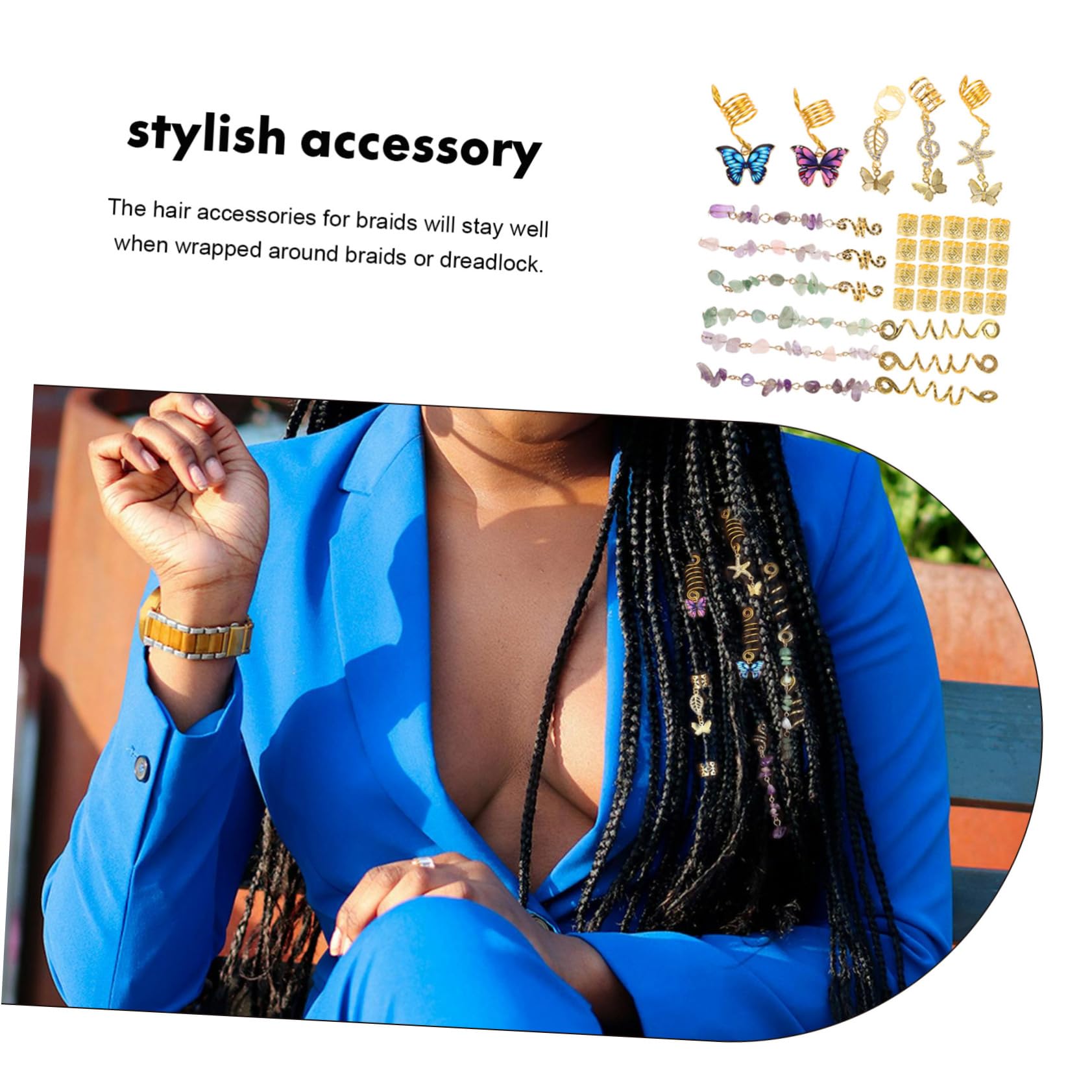 FOMIYES 62 Piezas Rastas hair clips horquillas moño anillos de pelo pasadores de pavor accesorios para el cabello pirata mujer Piedra anillo de pelo talón joyas sombrerería