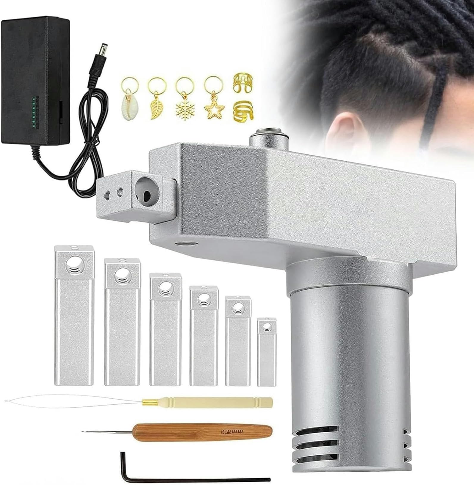 Máquina para rastas automática de mano y mejorada con 6 orificios intercambiables
