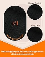 Vista 5 de Sunny I Tip - Extensiones de cabello humano con punta en I 80S, extensiones de cabello humano negro azabache, extensiones de cabello humano