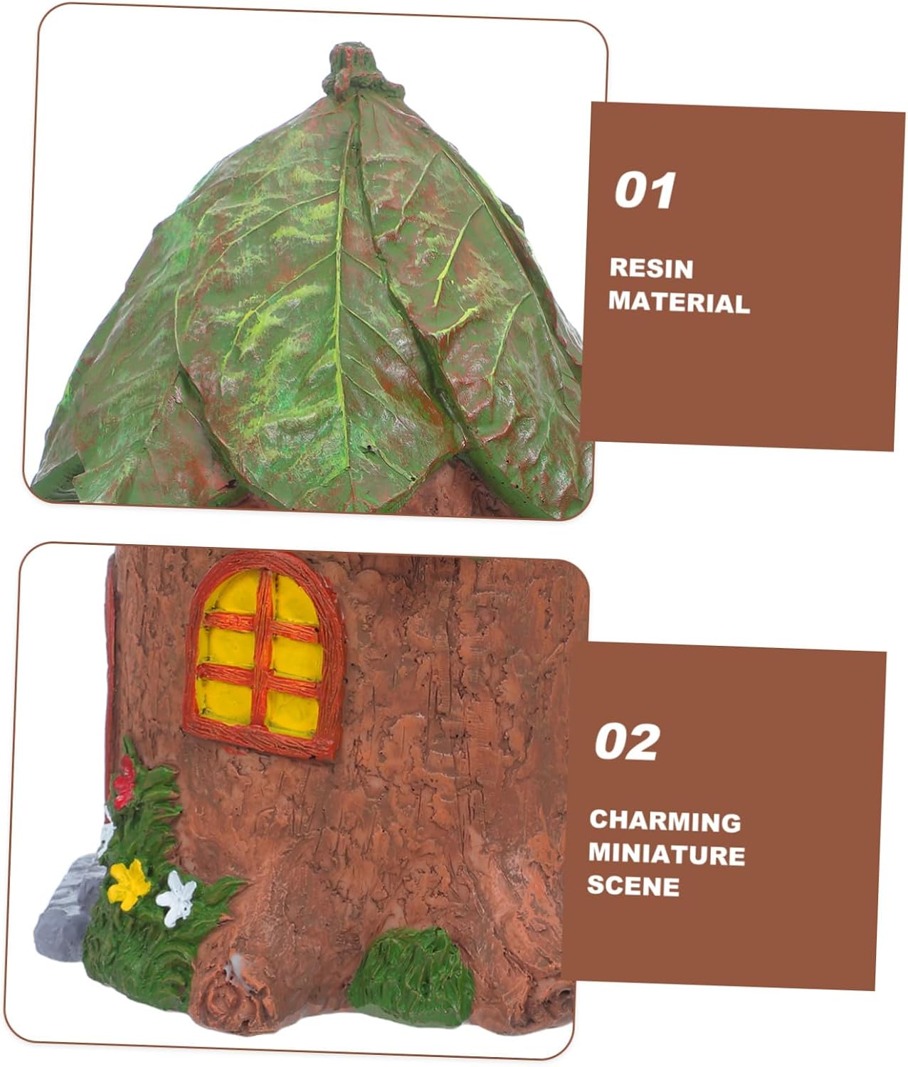 Miniature Garden Decor Resin Fairy House Figurine Outdoor Yard Ornaments for Patio Micro Landscape Sculpture Home Decoration
