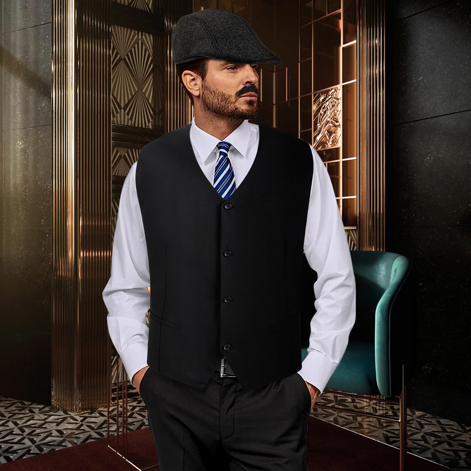 Disfraz de los años 20 para hombre, disfraz de Peaky Blinders, disfraz de mafia, disfraz de carnaval para hombre, accesorios de los años 20, disfraz para hombre y hombre, juego decorativo