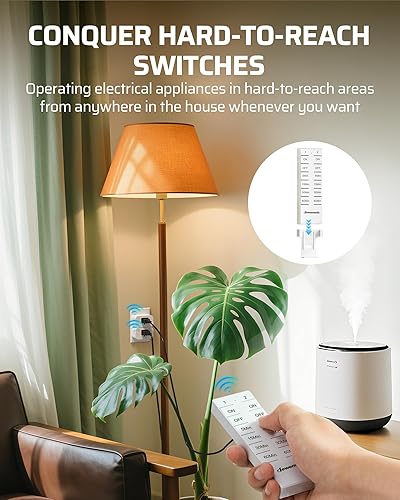 Miniatura 4 de DEWENWILS - Toma de corriente con control remoto inalámbrico y temporizador, temporizador de control remoto interior, sin cableado, 15A/1875W, rango