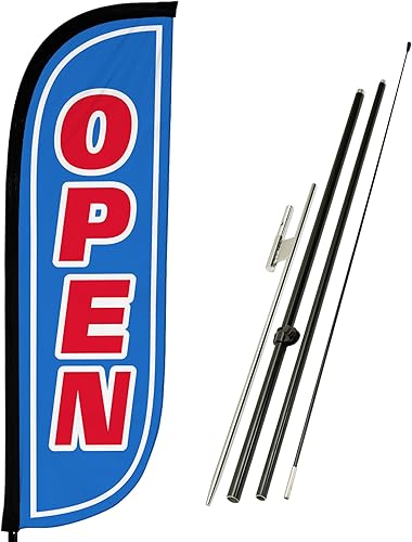 LookOurWay Kit de asta de bandera de plumas, pancarta publicitaria de 7 pies de alto con juego de poste de fibra de vidrio y pico de tierra para