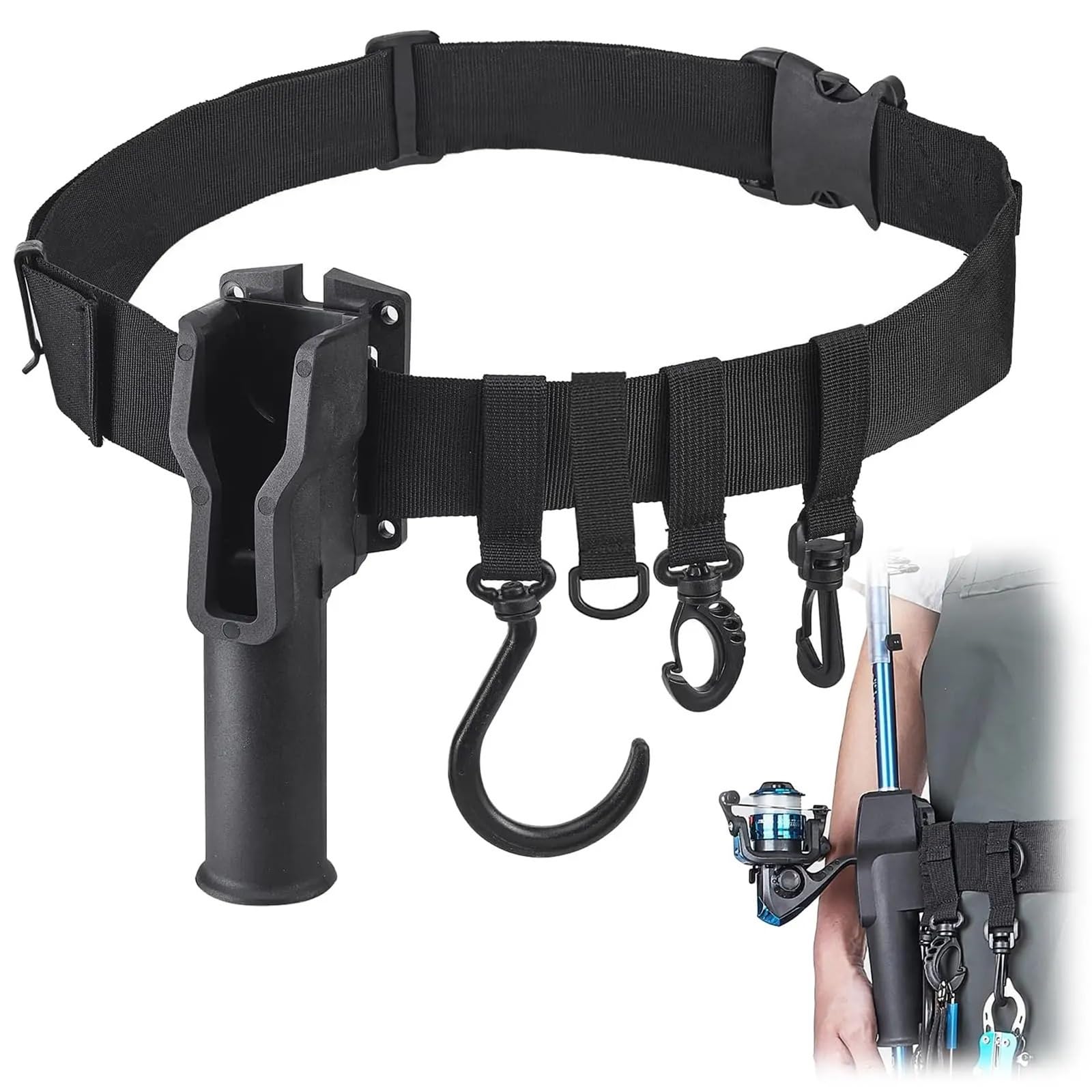 Angelrutenholster, Angelrutenhalter for den Hüftgurt, Verstellbarer Stangeneinführer for Spinnangeln mit Casting-Rolle im Freien