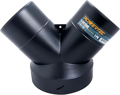 POWERTEC 70189 Conector en Y para colector de polvo Reductor de manguera de 6 pulgadas a 4 pulgadas para sistema de recolección de polvo para Negro