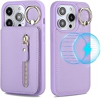 Vista 361 de Havaya Funda para iPhone 13 Pro Max y iPhone 12 Pro Max, cartera compatible con magsaf 2 en 1, desmontable magnética con tarjetero y ranura trasera