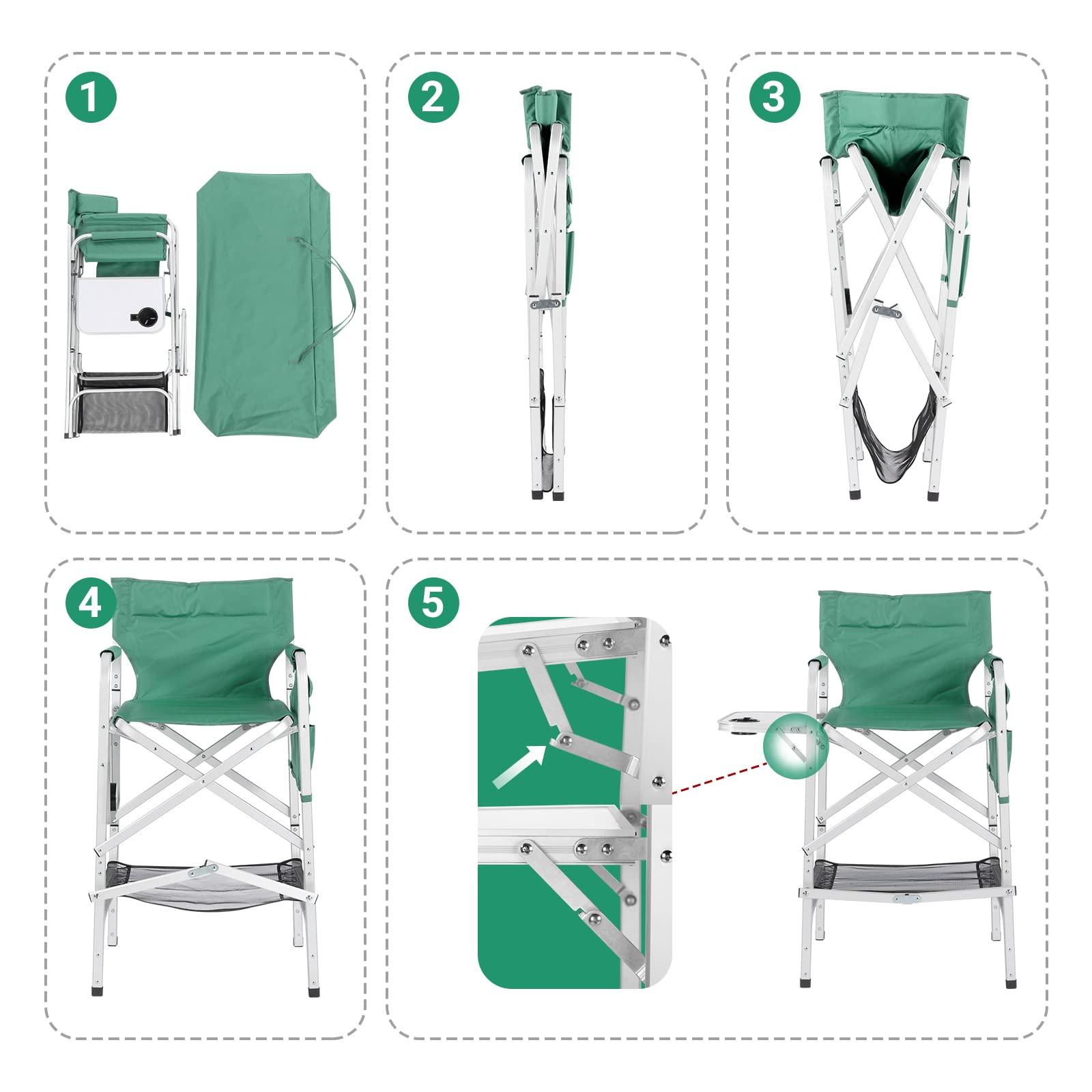 Makeup Artist Chair Directors Chair ABACAD Tall Foldable Wide Body