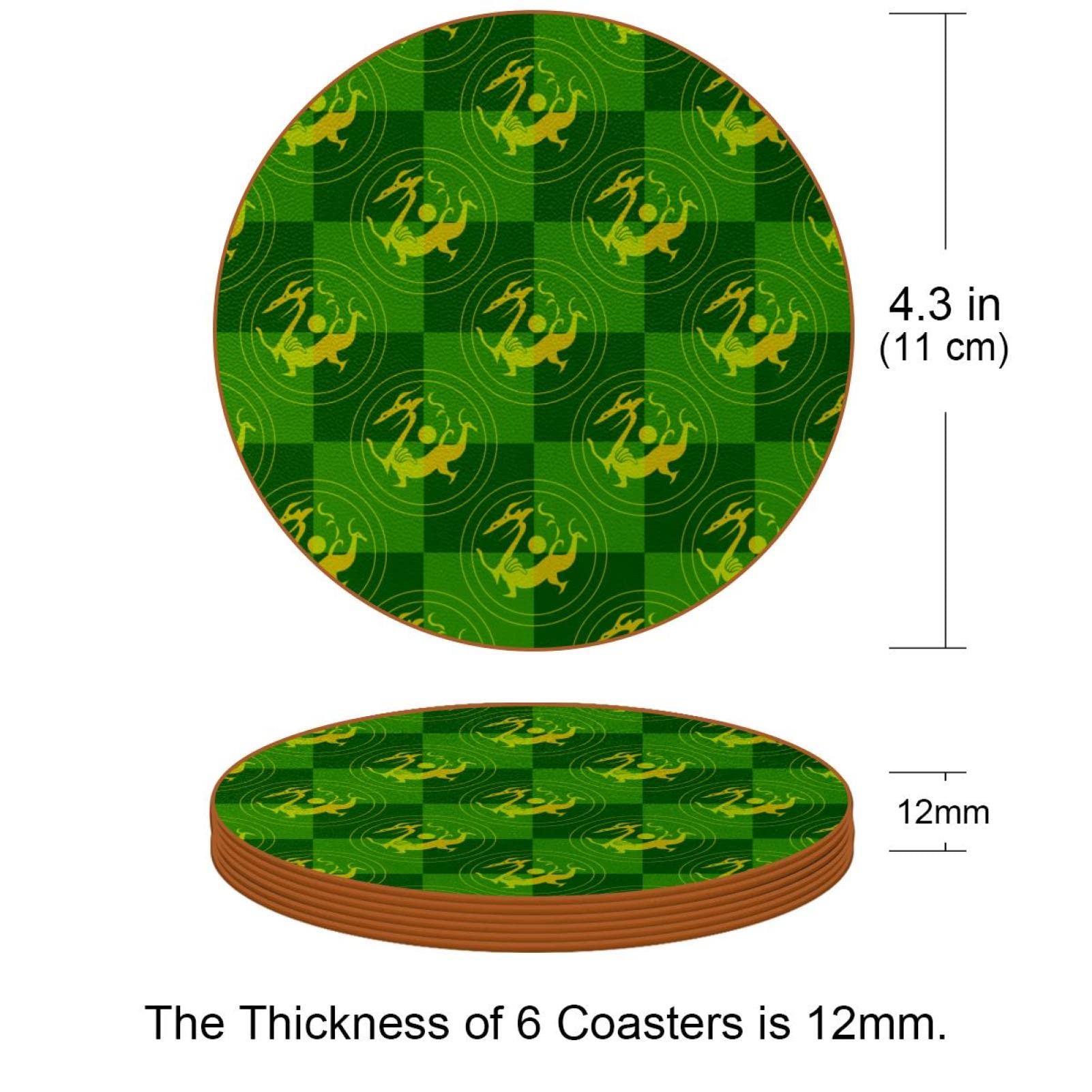 Runde Untersetzer mit Drachenmuster für Getränke, 6 Stück, Tischschutzmatte für Weingläser, Tassen und Tassen, wiederverwendbar im Büro, Küche, Bar, 10,9 cm