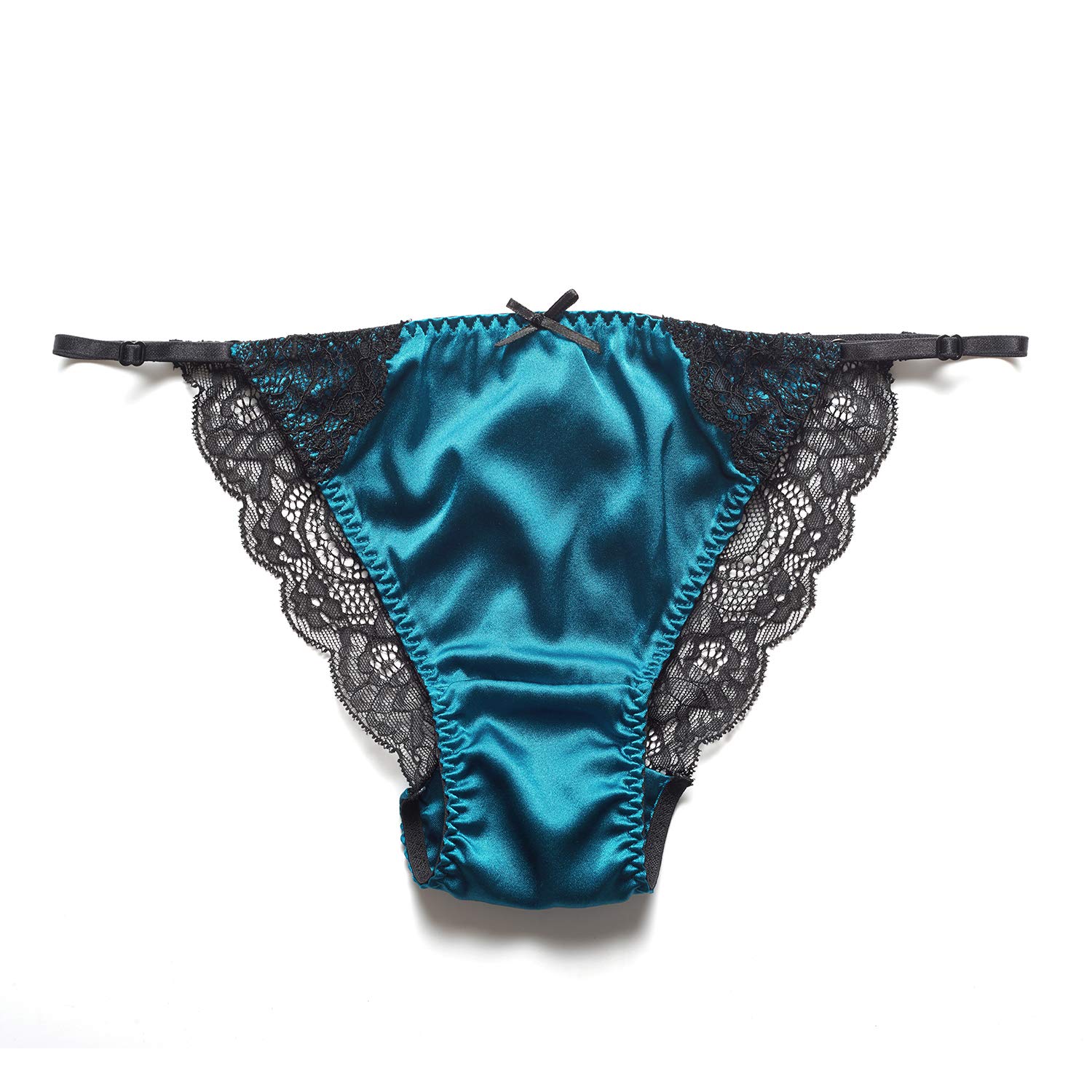 Silriver Women's Lyons Blue Silk String Bikini Satin Panties For Underwear Shiny Tanga Briefs