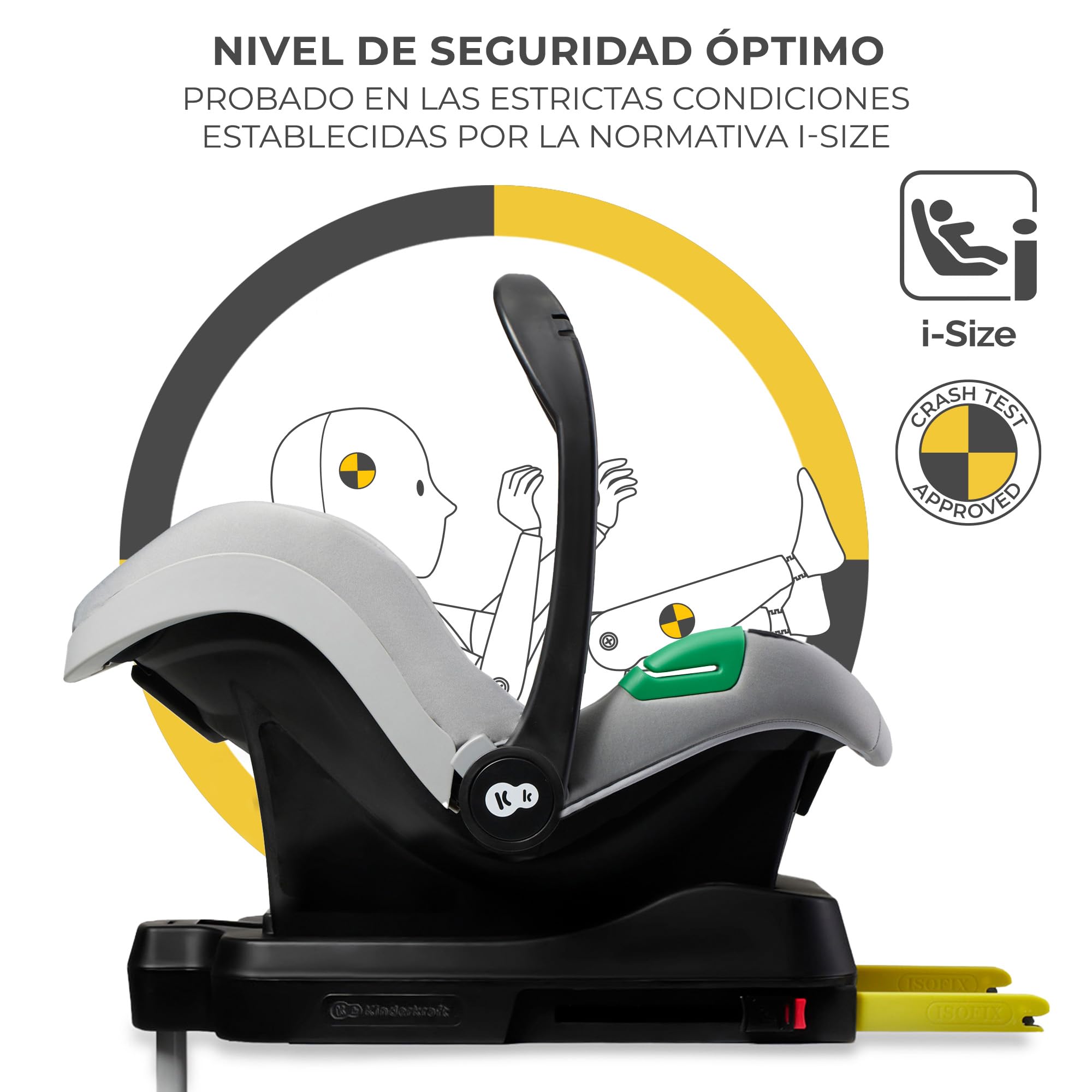 Kinderkraft NEWLY 4 en 1 Carrito, I-Size, Sistema de viaje, Carrito, Silla De Paseo, Silla coche, Base Isofix, Ligera, Carro Bebe, Cochecito 3 Piezas, Plegable, desde el nacimiento hasta 22 kg, Gris