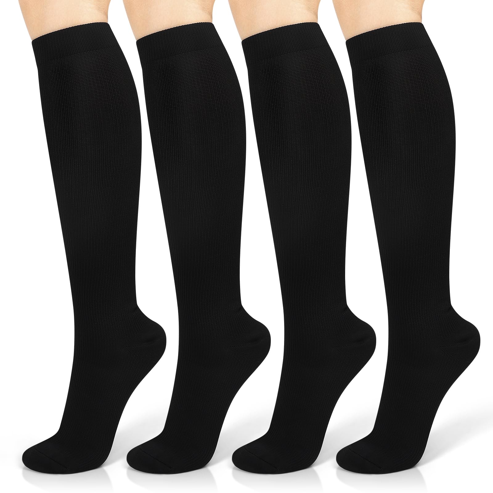 Mugust Compression Socks for Women Men, 2 Pairs 20-25mmHg Knee High Socks Compression Stockings for Sport, Athletic, Edema, Diabetic, Varicose Veins, Travel, Pregnancy, Nursing